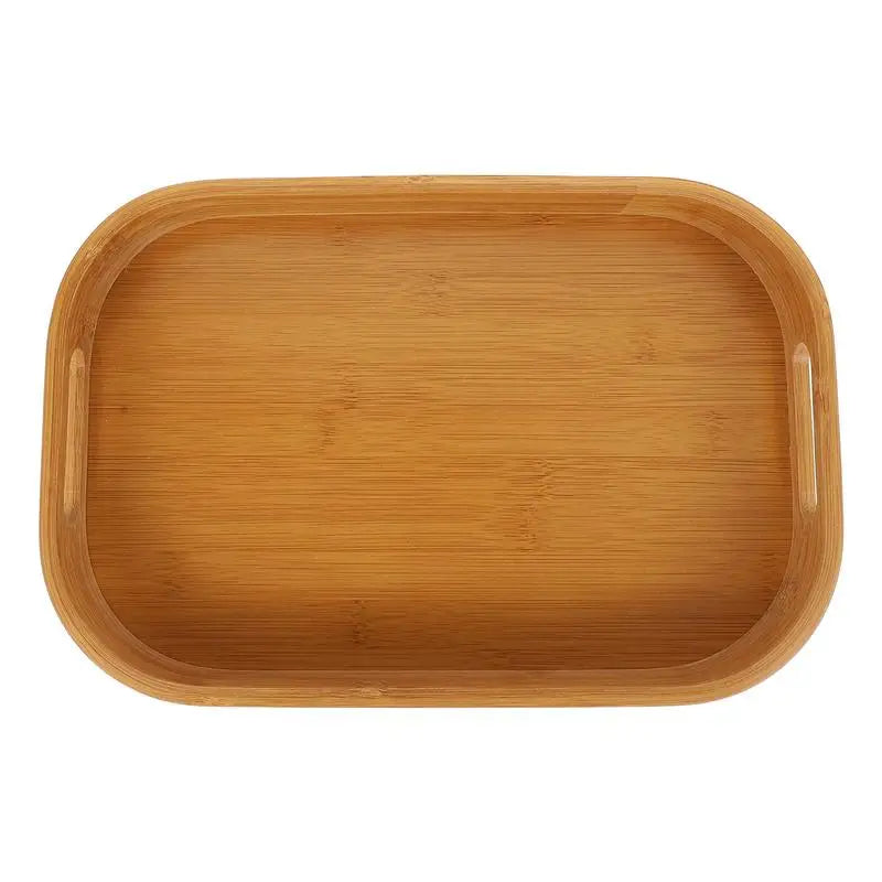 Plateau de service en bambou naturel avec poignées
