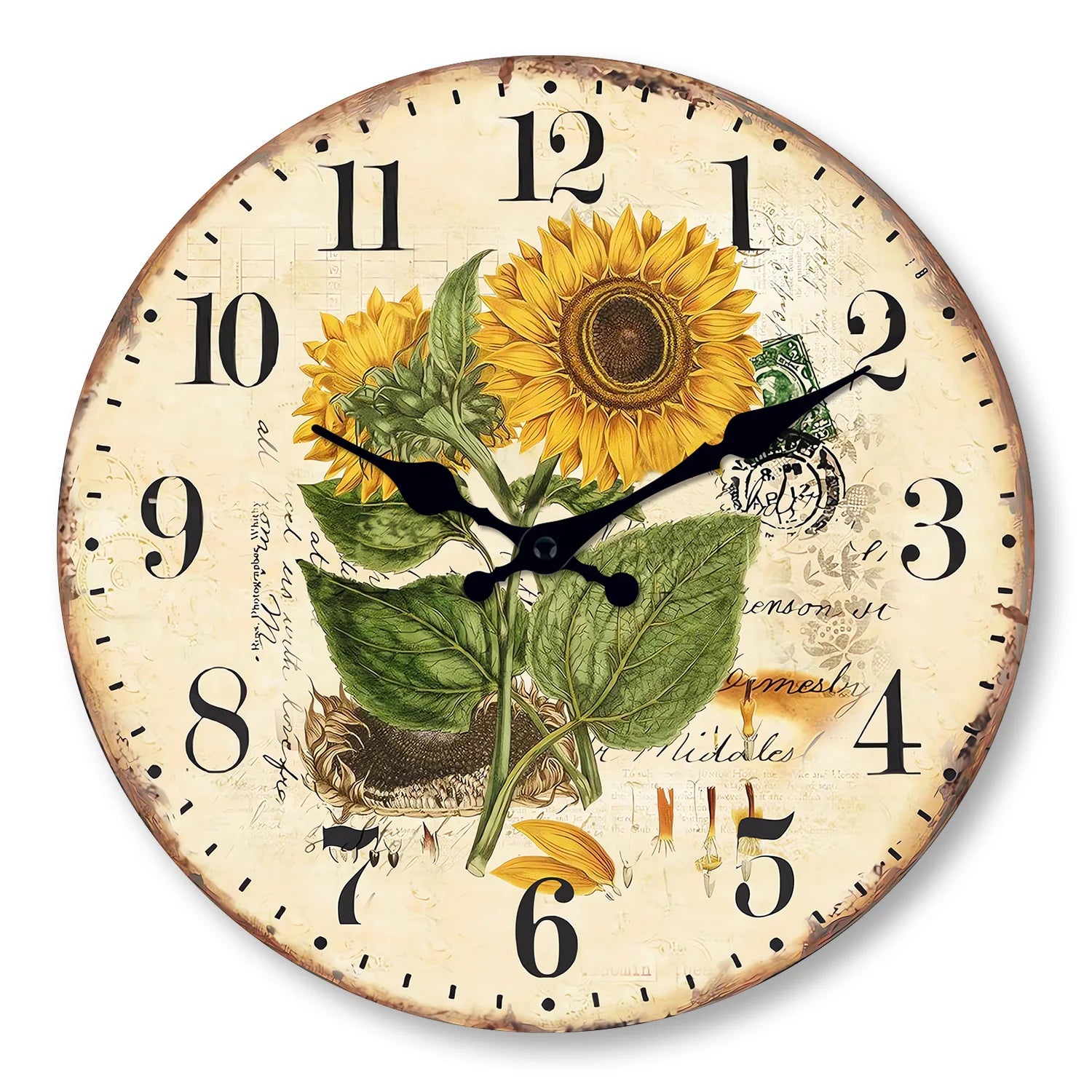 Horloge murale bois tournesol design salon