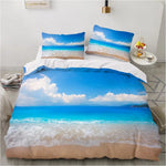 Parure de lit tropicale bleue et sable