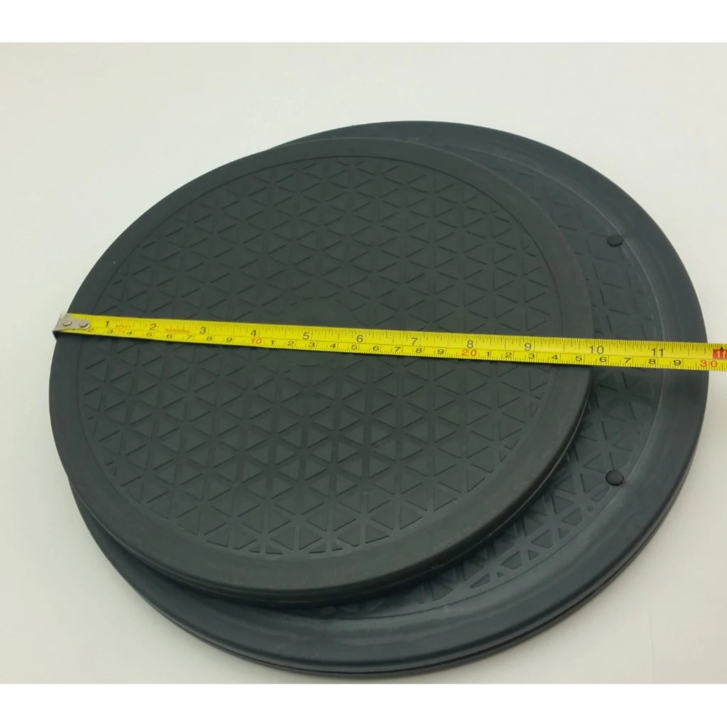 Plateau tournant TV rotatif 360° noir sur table en bois