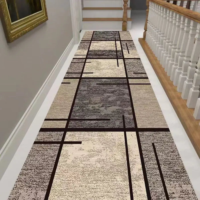 Tapis de couloir long luxe vert dans une entrée moderne