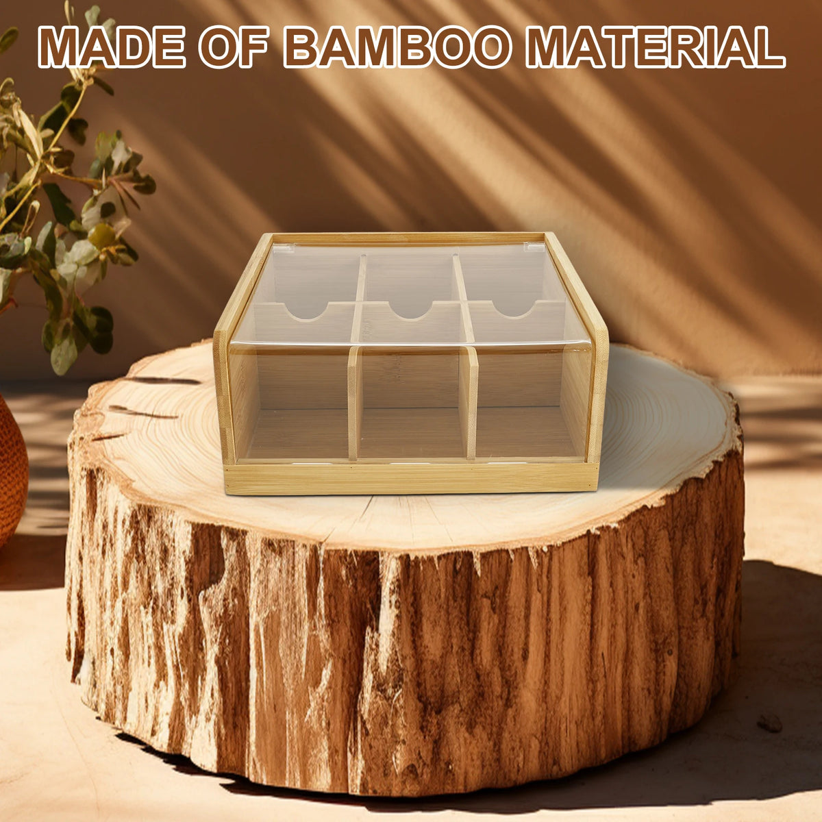 Rangement thé bambou vue de dessus