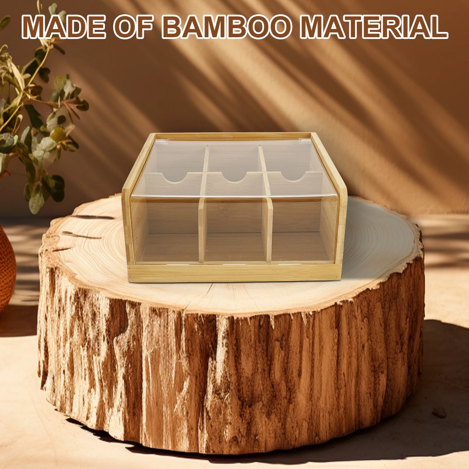 Rangement thé bambou vue de dessus