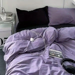 Parure de lit gris avec drap plat et taies d'oreiller assorties