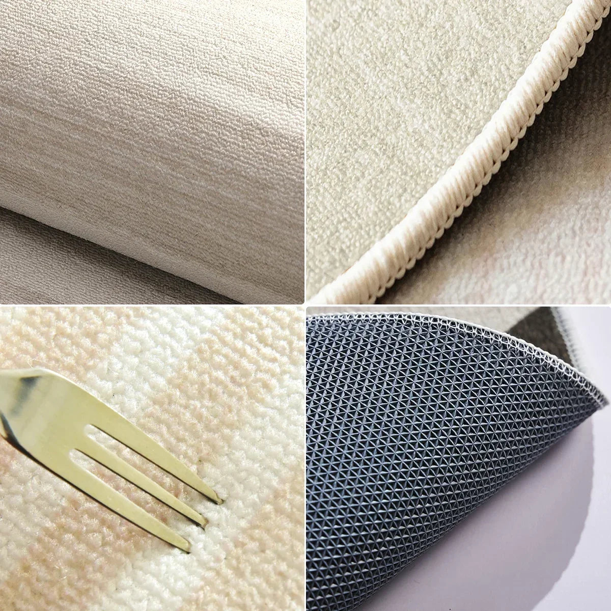 Texture détaillée de différents matériaux, avec des formes géométriques et des surfaces douces, évoquant le confort et la qualité du produit.