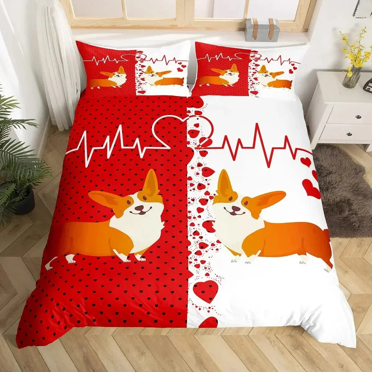 Housse de couette blanche couronne sur lit double