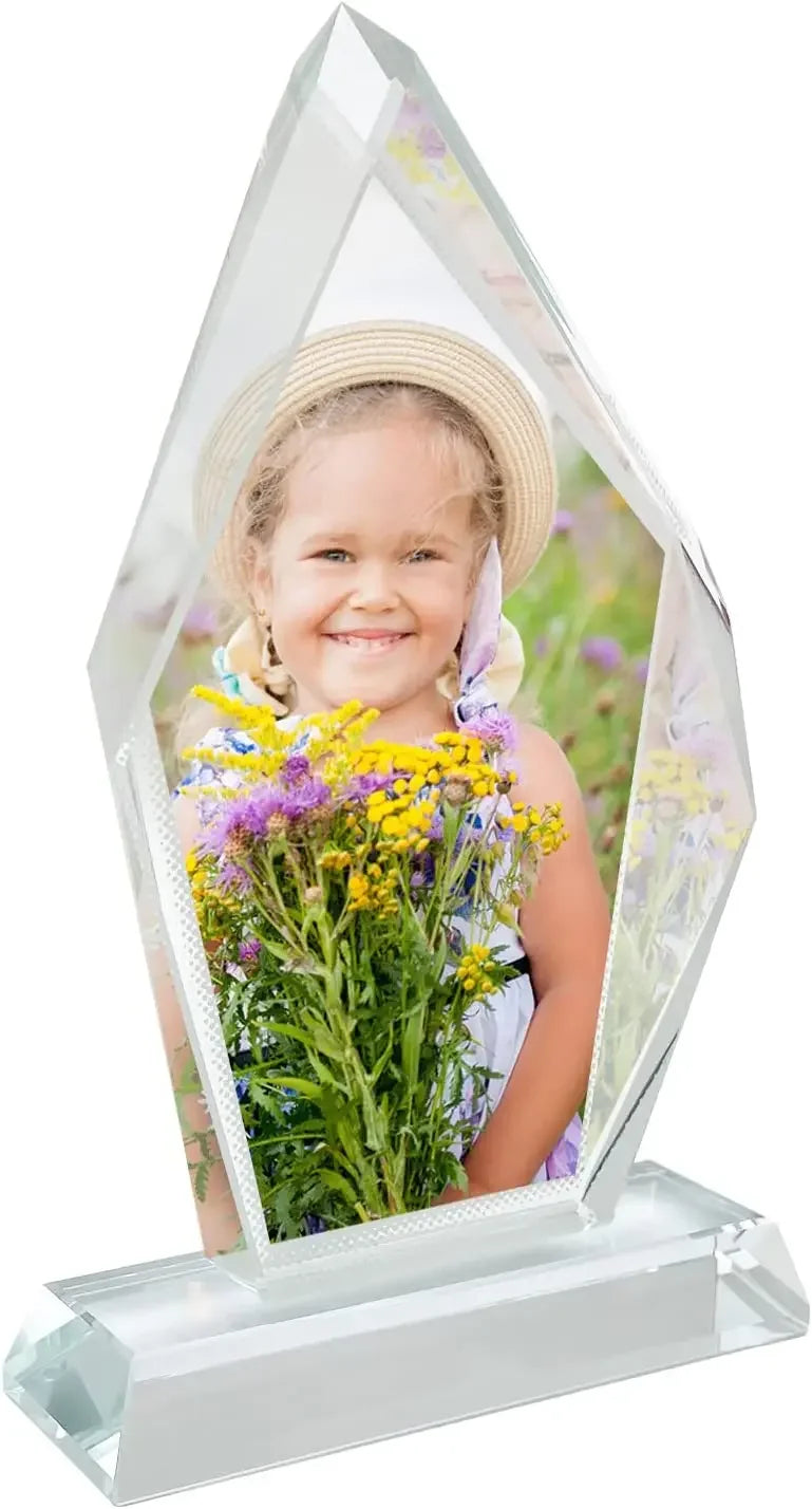 Cadre photo rond en verre avec design britannique