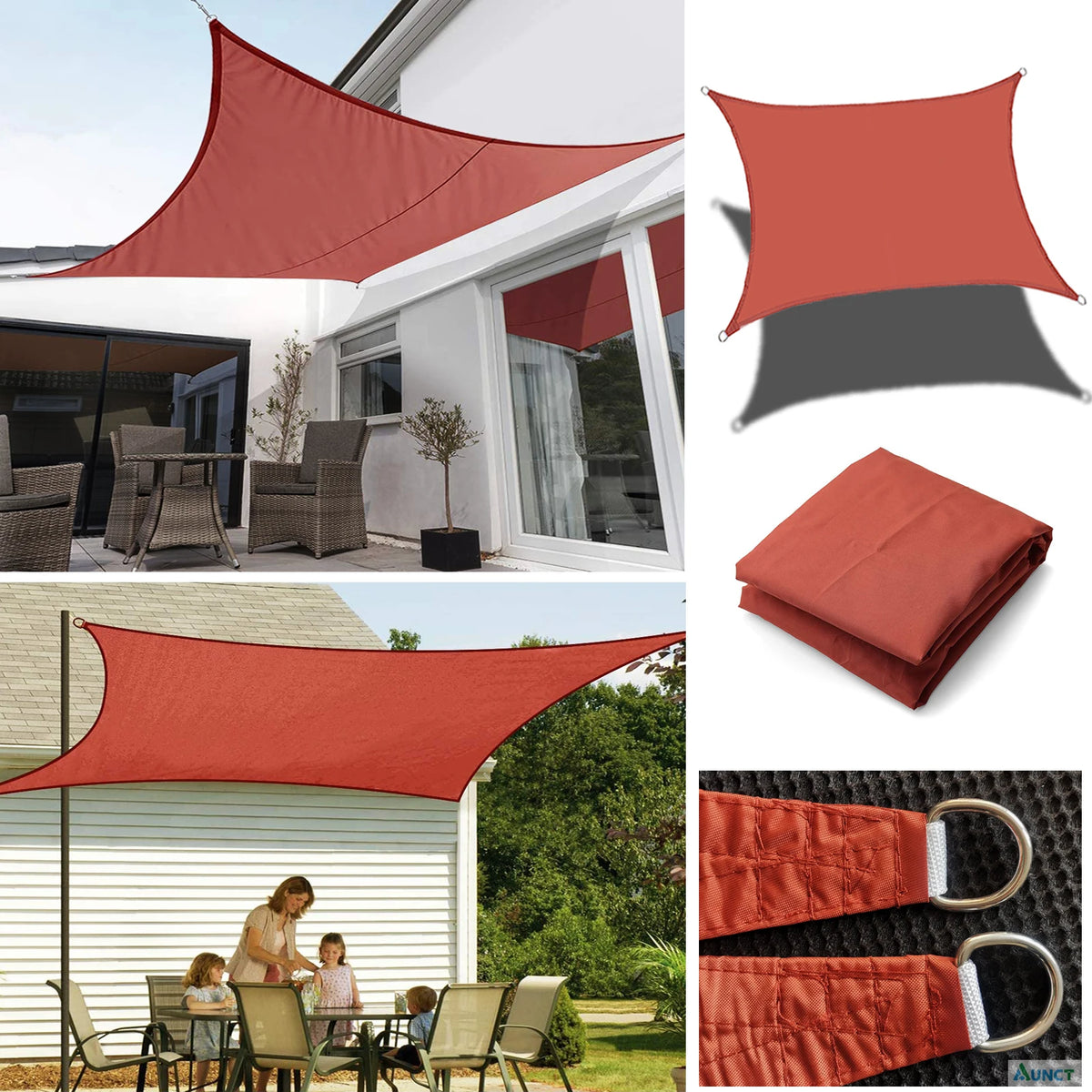 Voile d'ombrage imperméable rouge rouille pour jardin