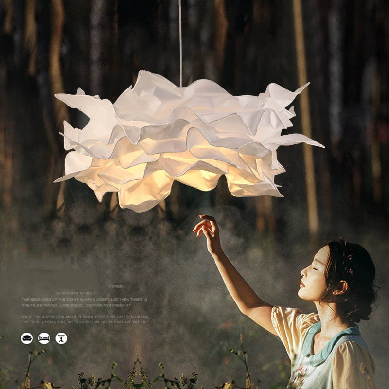 Suspension papier noire luminaire salon