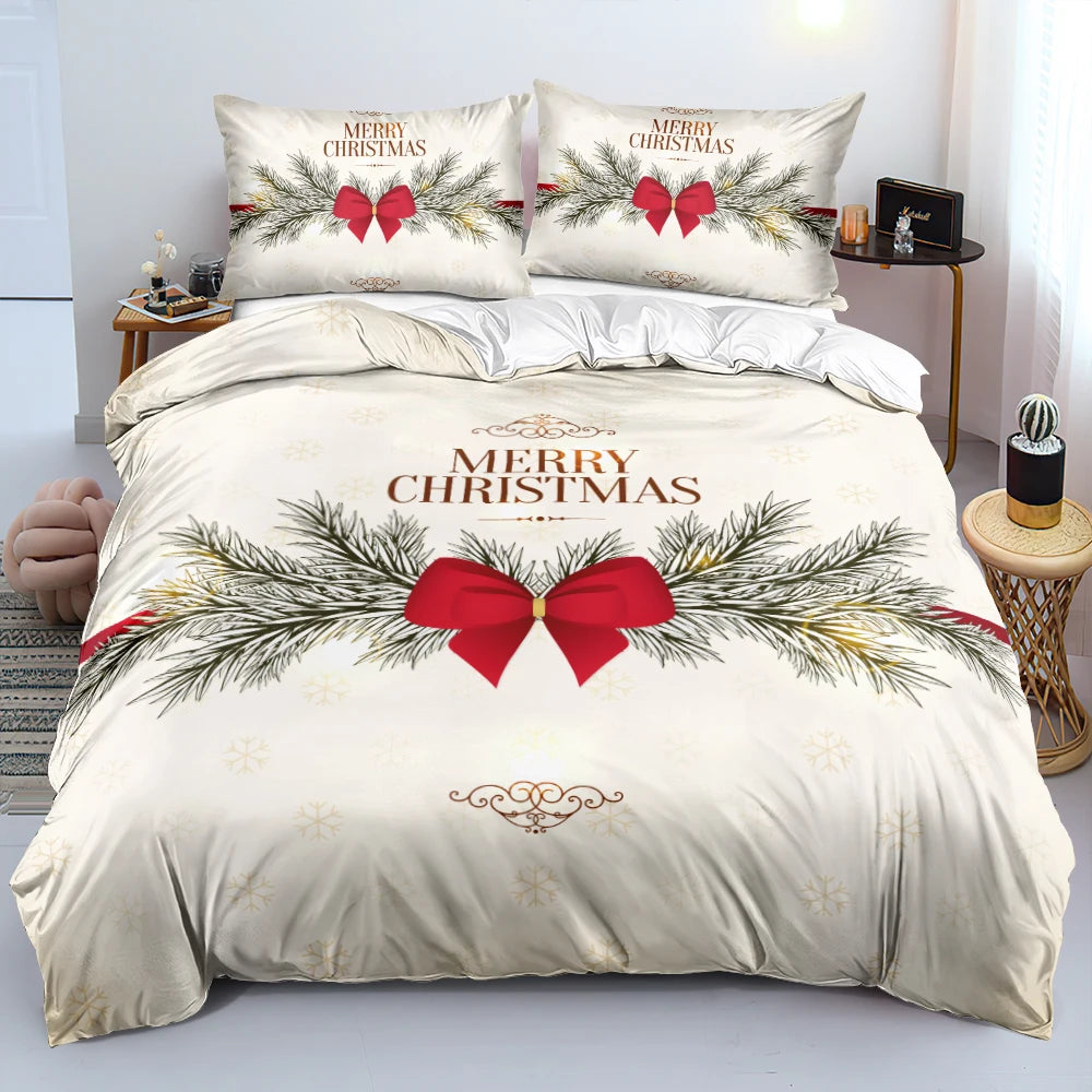 Housse de couette Noël 3D personnalisable en polyester avec motif festif