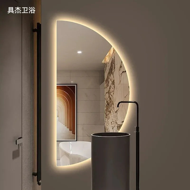 Miroir mural demi-rond 50 cm gris clair