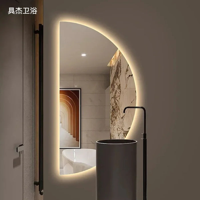 Miroir mural demi-rond 50 cm gris clair