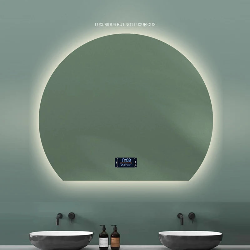 Miroir LED demi-rond rétroéclairage réglable salle de bain