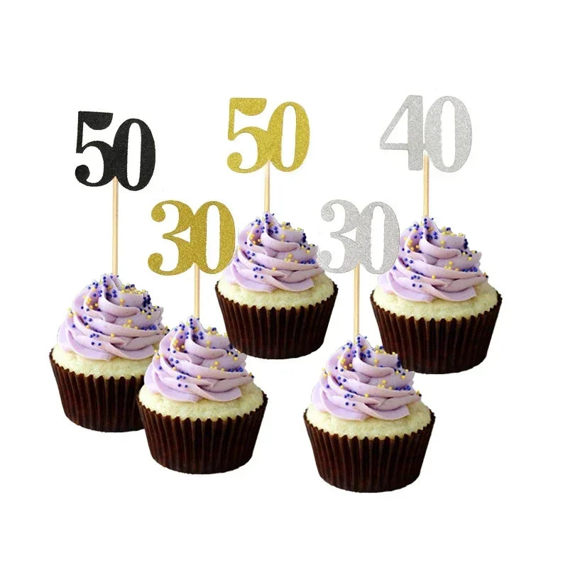 Décorations pour cupcakes anniversaire adulte 30 ans chic