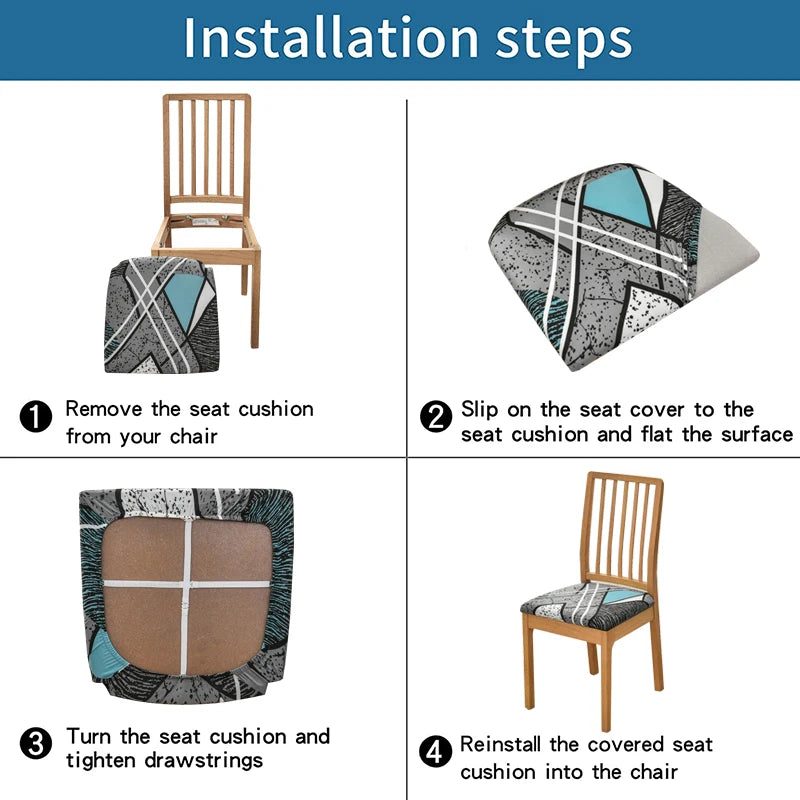 Housse de coussin de chaise amovible pour salle à manger