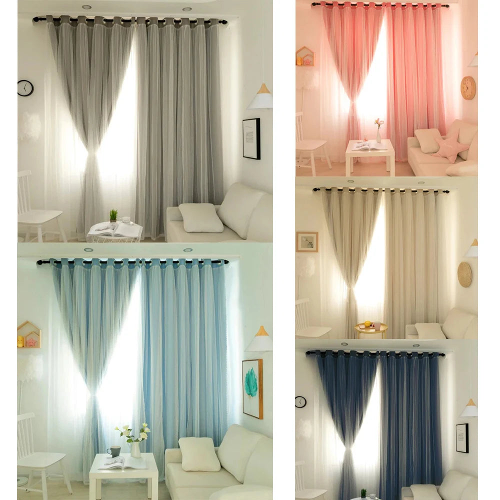Rideau occultant double couche thermique vert dans un salon moderne