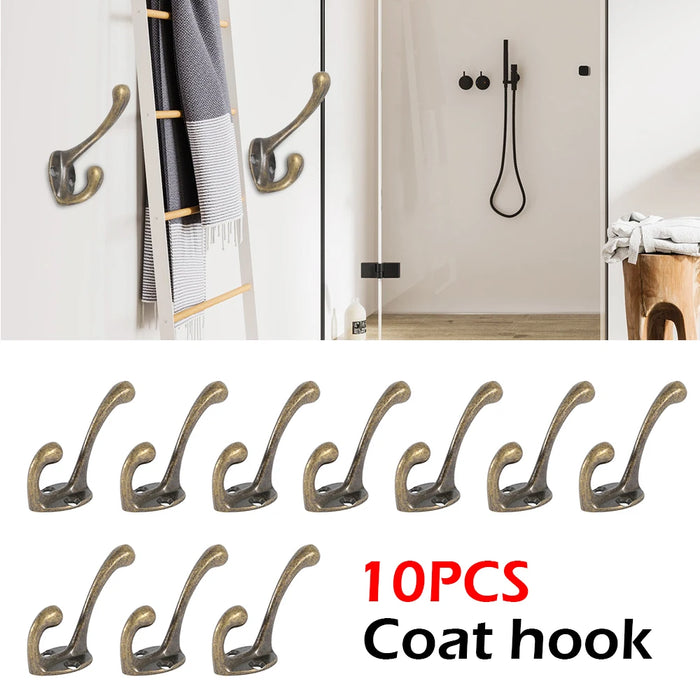 Patères murales vintage double crochet en bronze chocolat vue de face