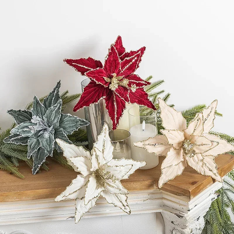 Fleur de Noël haut de gamme pour sapin vue de face
