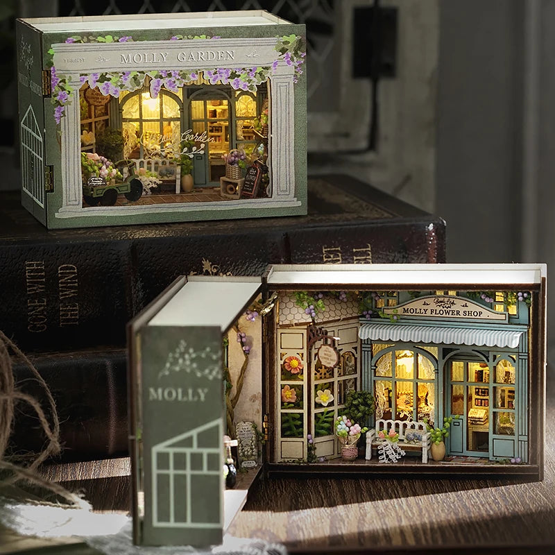 Kit maison de poupée miniature bois avec meubles et LED