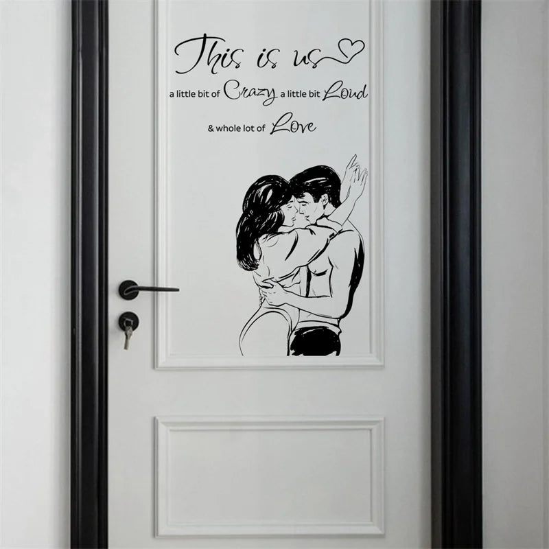 Sticker amour noir pour mur salon