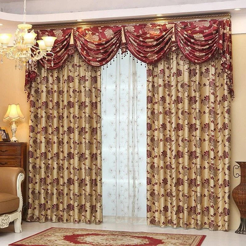 Rideaux élégants pour salon, design floral raffiné, ambiance classique et chaleureuse, idéal pour créer une atmosphère accueillante. Décoration intérieure avec des motifs harmonieux et luxueux, ajoutant une touche sophistiquée à votre pièce. Idéal pour une décoration de fenêtre stylée et distinctive.