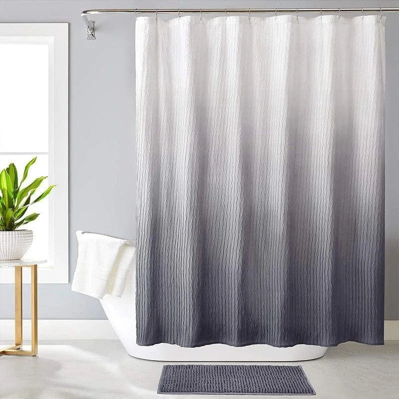 Rideau de douche à dégradé gris moderne, idéal pour une salle de bains élégante. Design élégant avec un effet ombré, parfait pour ajouter une touche contemporaine à votre espace. Accessoire de décoration pratique et esthétique, il offre une ambiance apaisante.