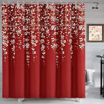 Rideau de douche rouge élégant avec motif floral blanc, parfait pour ajouter une touche de sophistication et de style à votre salle de bain moderne. Design attrayant et contemporain, idéal pour rehausser la décoration intérieure de votre espace. Accessoire de salle de bain tendance pour une ambiance rafraîchissante et accueillante.