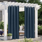 Rideaux extérieurs élégants bleu marine pour pergola, idéals pour créer un espace d'ombre confortable et intime dans votre jardin. Accessoires parfaits pour améliorer l'esthétique de votre espace extérieur tout en protégeant du soleil. Solution décorative pour terrasses et patios modernes.