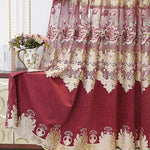 Rideau décoratif en tissu brodé rouge bordeaux et beige, parfait pour salon ou chambre. Magnifiques motifs floraux offrant une touche élégante et sophistiquée à votre décoration intérieure. Idéal pour créer une ambiance chaleureuse et accueillante dans votre maison. Matériaux de qualité supérieure pour une durabilité accrue.