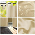 Rideau beige imperméable pour intérieur et extérieur, idéal pour les terrasses et les balcons. Design élégant et moderne, facile à installer avec des passants robustes. Protection efficace contre les intempéries et la lumière, parfait pour embellir votre espace de vie.