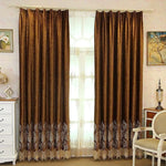 Rideaux élégants pour salon, couleur marron avec motifs décoratifs, ajoutent une touche chaleureuse et sophistiquée à votre intérieur. Parfait pour créer une ambiance accueillante et intime, tout en bloquant la lumière excessive de l'extérieur. Accessoire idéal pour sublimer votre décoration intérieure.