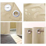 Rideau beige avec œillets solides, imperméabilité garantie. Idéal pour une utilisation intérieure et extérieure grâce à sa résistance à l'humidité. Parfait pour embellir vos espaces tout en bloquant les rayons du soleil. Installation facile et rapide. Accessoire de décoration fonctionnel et esthétique.