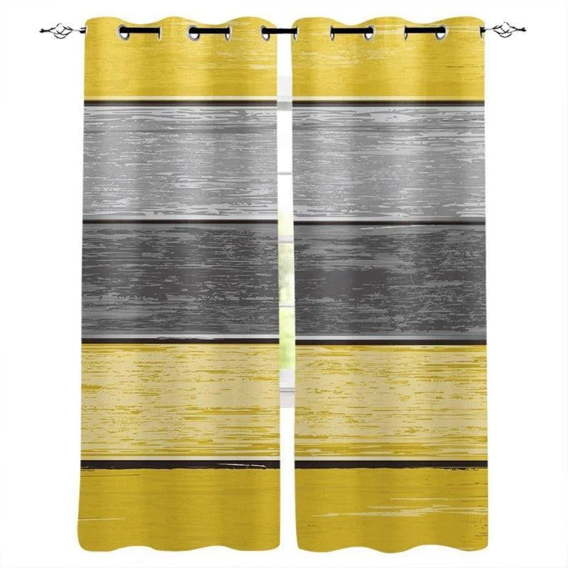 Rideaux modernes à œillets avec motifs horizontaux gris et jaunes, parfaits pour ajouter une touche contemporaine à votre intérieur. Idéal pour le salon ou la chambre, ce design élégant et graphique crée une ambiance lumineuse et accueillante. Transformez votre espace avec ce rideau tendance et pratique.