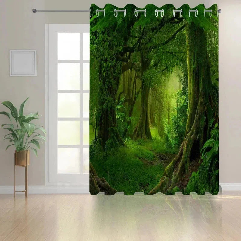 Rideau décoratif avec motif de forêt luxuriante, idéal pour apporter une touche naturelle et apaisante à votre intérieur. Ce rideau captivant invite la nature dans votre maison et transforme votre espace de vie en un havre de paix verdoyant. Parfait pour le salon, la chambre ou toute pièce nécessitant une ambiance relaxante et rafraîchissante.