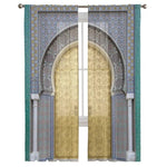Rideaux élégants ornés de motifs architecturaux rappelant l'art oriental, parfaits pour apporter une touche exotique et sophistiquée à votre intérieur. Ces panneaux ajouteront un charme unique à votre décoration, tout en laissant passer une douce lumière tamisée. Idéal pour transformer votre salon ou chambre avec une ambiance chaleureuse et accueillante.