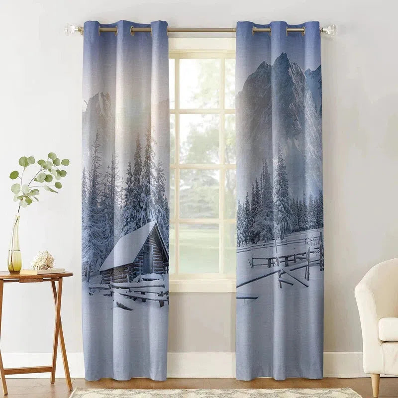 Rideaux élégants avec motif de paysage enneigé, ajoutant une touche de nature et de tranquillité à votre intérieur. Parfaits pour créer une ambiance cocooning et chaleureuse dans votre salon ou chambre à coucher. Offrent une excellente isolation thermique et un design moderne. Accessoire idéal pour une décoration harmonieuse et apaisante.