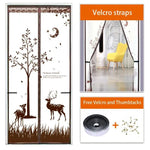 Porte-moustiquaire magnétique facile à installer avec des motifs de cerfs et d'arbres. Parfait pour laisser entrer l'air frais tout en gardant les insectes à l'extérieur. Idéal pour les portes de salon et de chambres. Livré avec attaches et punaises incluses. Design élégant et pratique pour une maison moderne.