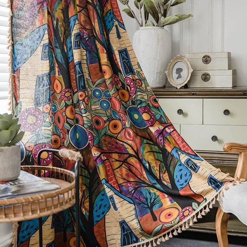 Couverture décorative aux motifs abstraits et colorés, idéale pour apporter une touche artistique et chaleureuse à votre salon. Parfait pour une décoration intérieure moderne et vivante, cette couverture embellit aisément n'importe quel espace.