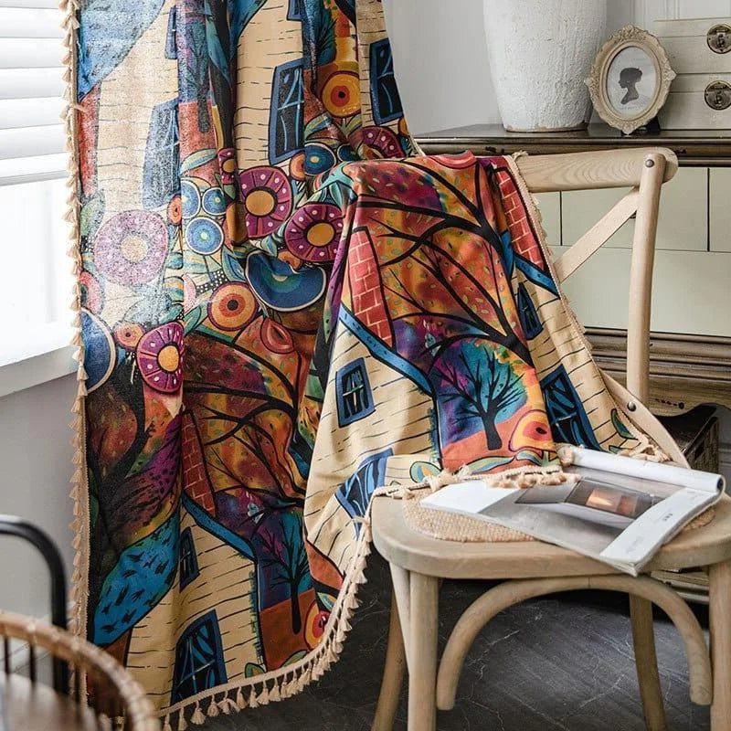 Couverture décorative colorée avec motifs artistiques, idéale pour ajouter une touche d'originalité et de couleur à votre intérieur. Parfaite pour le salon ou la chambre, cette couverture unique s'intègre harmonieusement dans divers styles de décoration, apportant chaleur et style à votre espace de vie.