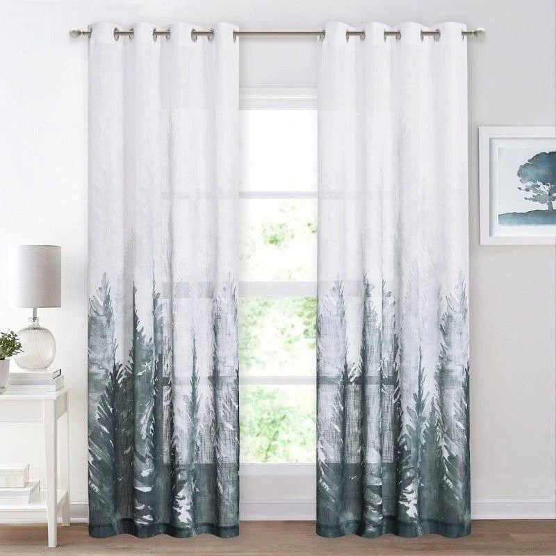 Rideaux élégants avec motif forêt pour une décoration intérieure moderne, parfaits pour salon ou chambre, offrant une ambiance naturelle et apaisante. Ces rideaux décoratifs apportent une touche de verdure à votre espace tout en filtrant délicatement la lumière.