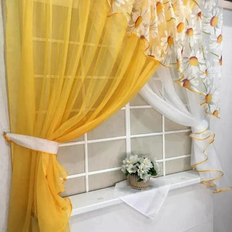 Rideaux élégants pour fenêtres, design jaune vif et fleurs, ajoutant une touche lumineuse et printanière à votre décoration intérieure. Ces rideaux décoratifs offrent une ambiance accueillante et chaleureuse, idéale pour le salon ou la chambre. Transformez votre espace avec ce choix de décoration moderne et rafraîchissante.