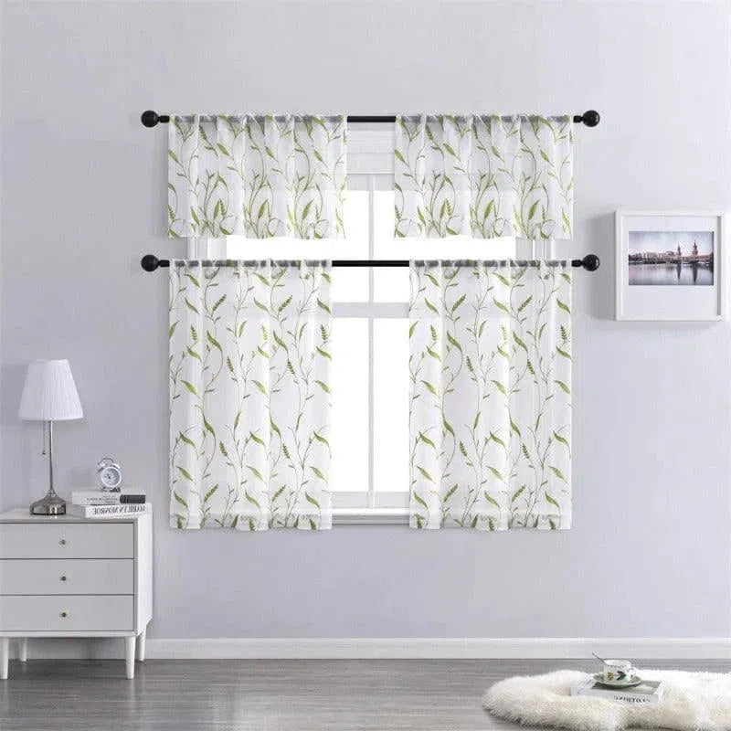 Rideaux élégants avec motifs de feuilles vertes pour salon ou chambre, offrant une ambiance naturelle et lumineuse. Idéal pour décorer les fenêtres, ajoute une touche de fraîcheur et de modernité à votre intérieur. Faciles à installer, parfaits pour une décoration tendance et raffinée.